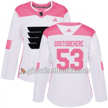 Philadelphia Flyers Hockeydrakt Shayne Gostisbehere 53 2017-2018 Hvit Rosa Fashion Adidas Authentic - Dame